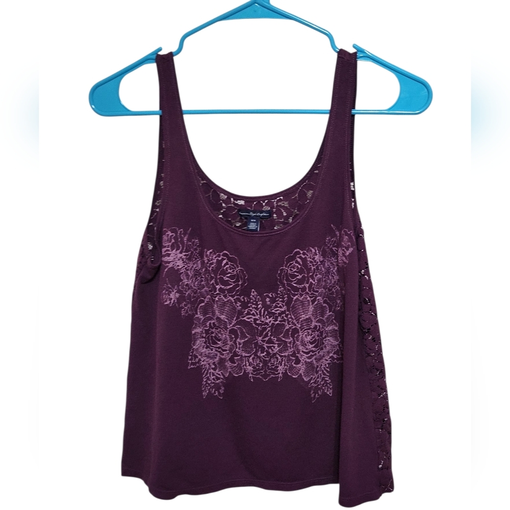 American Eagle Outfitters Women's Purple Lace Tank Top